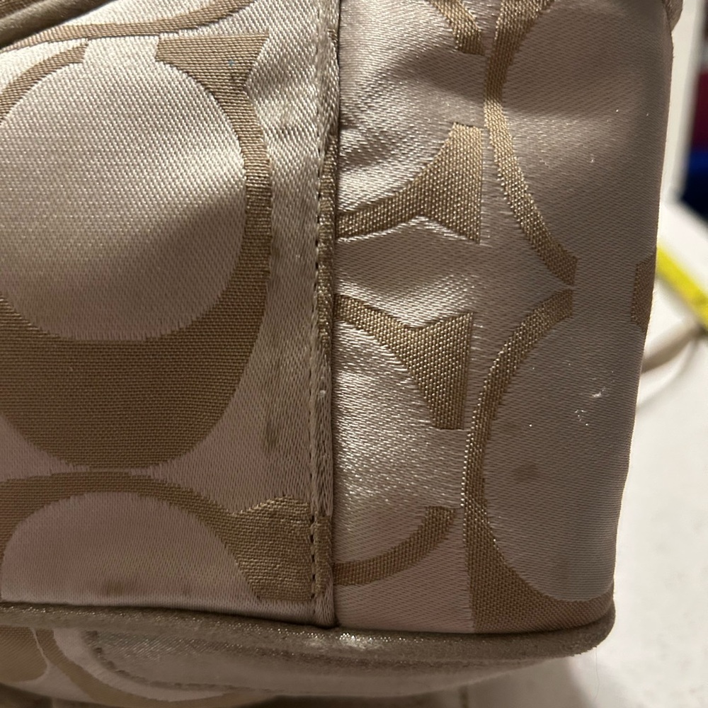 Elegant Coach Tan Monogrammed Handbag - Picture 7 of 9